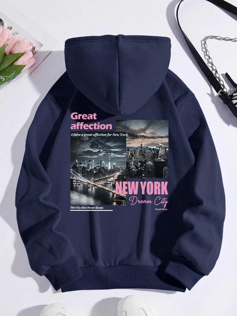 Hoodies Unisex casual sportswear with New York Dream City prints high-quality