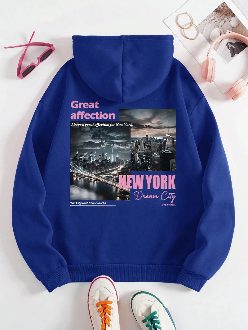 Hoodies Unisex casual sportswear with New York Dream City prints high-quality