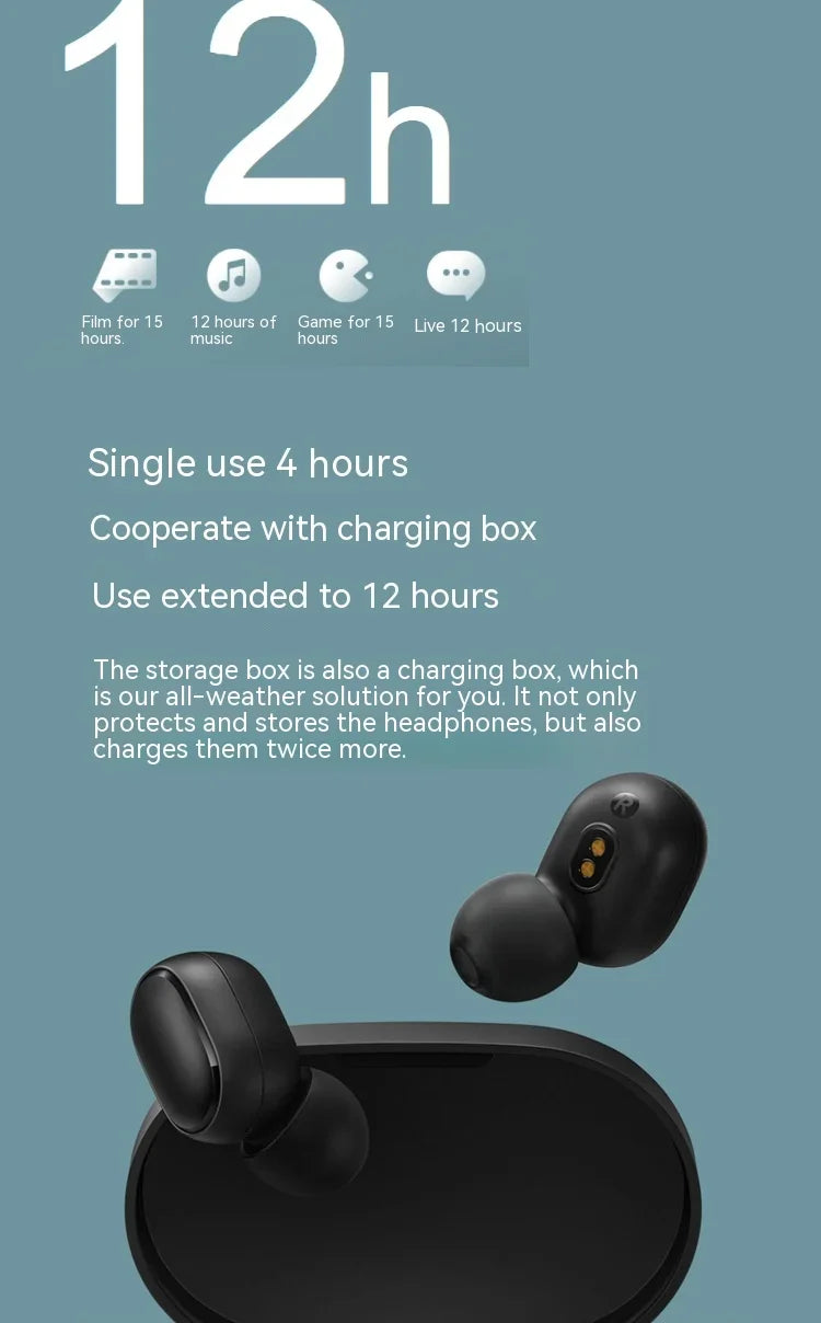 Original Xiaomi Redmi Airdots 2 Earbuds True Wireless Earphone Noise Reduction Headset With Mic Fone Bluetooth TWS Headphones