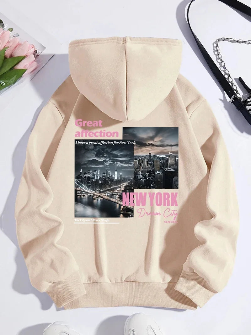 Hoodies Unisex casual sportswear with New York Dream City prints high-quality