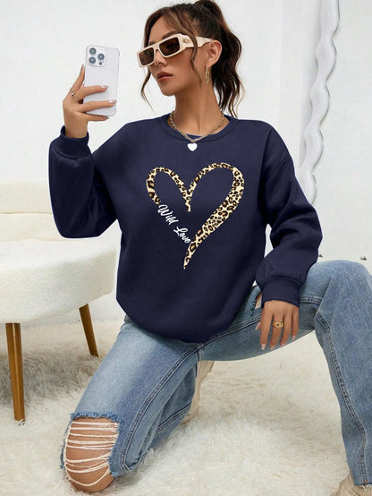 Heart Pattern Female Sweatshirt