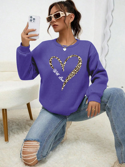 Heart Pattern Female Sweatshirt