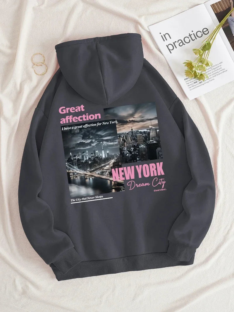 Hoodies Unisex casual sportswear with New York Dream City prints high-quality