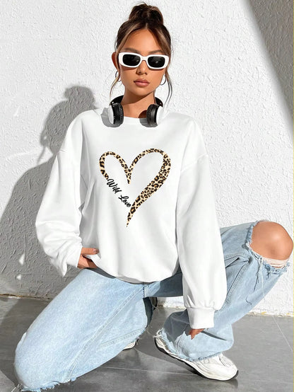 Heart Pattern Female Sweatshirt