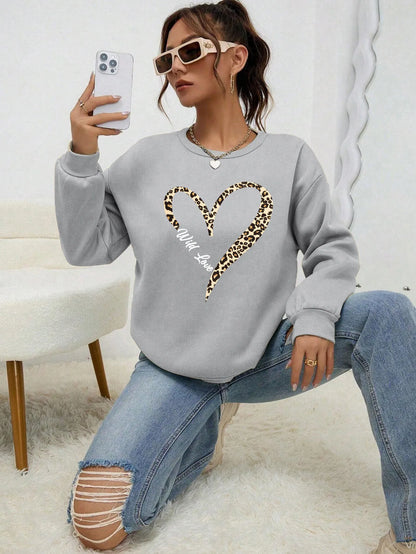 Heart Pattern Female Sweatshirt