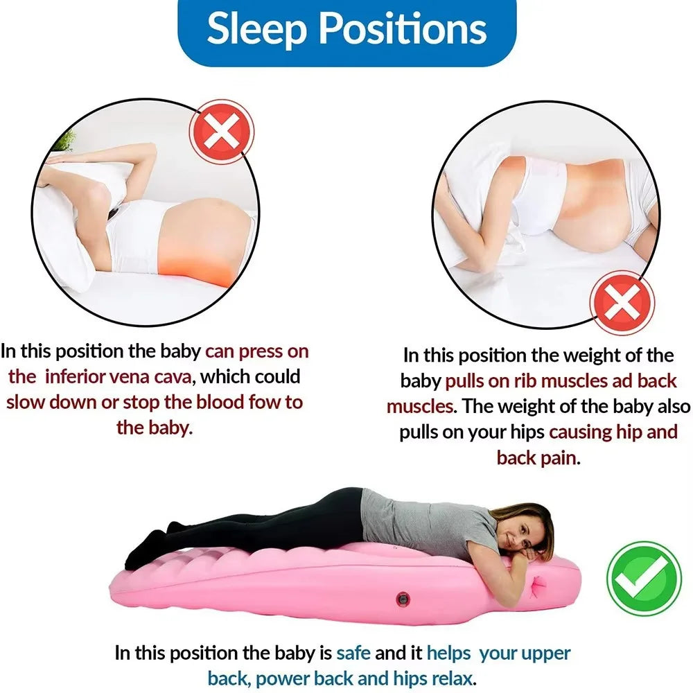 Inflatable Maternity Bed With Holes Foldable Adjustable Firmness Maternity Sleeping Mat Includes Air Pump
