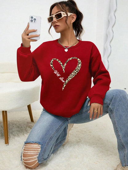 Heart Pattern Female Sweatshirt